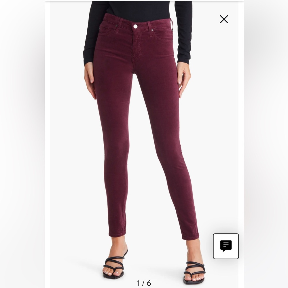 AG Farrah Velvet Skinny Jeans - Maroon Size 28